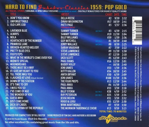 Vista 2 de Hard to Find Jukebox Classics 1959 Pop Gold Various