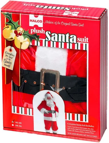 Vista 5 de Traje de Papá Noel de terciopelo rojo Regal Halco Claus Deluxe Outfit Bundle w Santa Guide