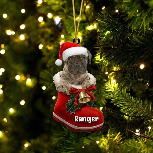 Vista 39 de Amantes de los perros de Navidad – Akita Inu Dog in Santa Boot Adorno de Navidad, adorno personalizado en forma 2D, adorno de Navidad, personaliza