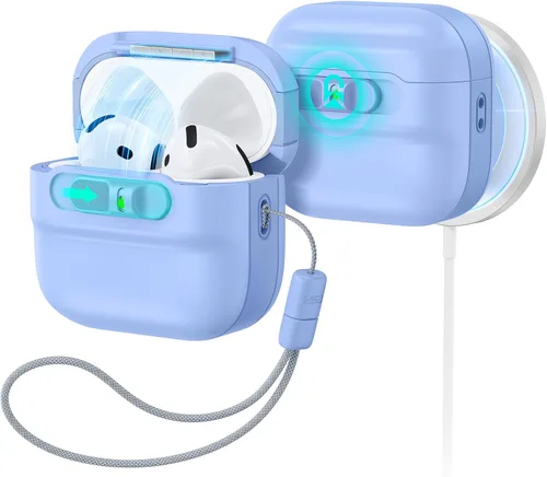Vista 10 de ESR Funda para AirPods Pro (2023/2022/2019, 2ª/1ª generación), compatible con Airpods Pro 2 (cable USB-C/Lightning), listo para MagSafe, bloqueo