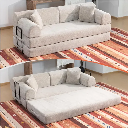Vista 29 de Sofá cama de espuma viscoelástica de 79 pulgadas, futón convertible con reposacabezas alto, sofá sin hueso Negro