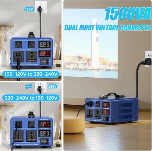 Vista 2 de Transformador de conversión de voltaje de 1000 vatios de alta resistencia, CA de 110 V/120 V/220 V/240 V, con protección de disyuntor reiniciable