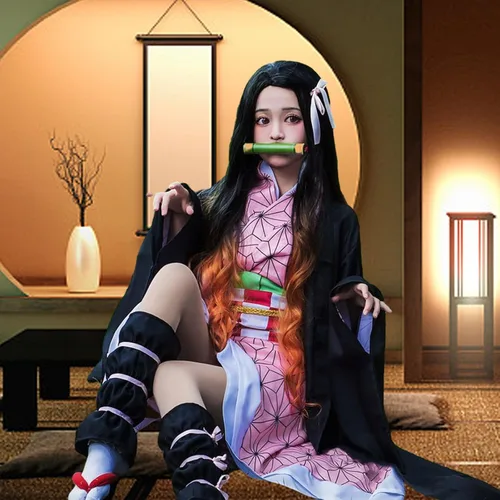 Vista 6 de Kitimi Kamado Anime Cosplay Costume Kimono Outfit, Anime Costume Adult Halloween Costume, Halloween Costume for Women Men