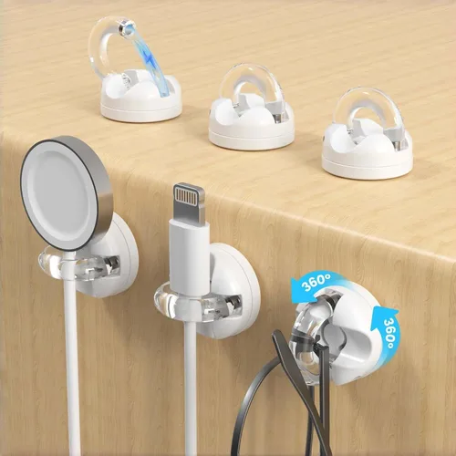 Vista 15 de IFNOW Paquete de 6 clips magnéticos para cables para mesita de noche, soporte de cable autoadhesivo en blanco y negro, clip ajustable para negro