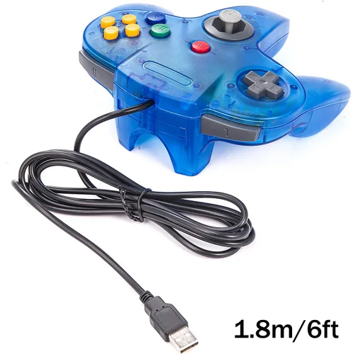 Vista 4 de 2 paquetes de controladores USB retro para juegos N64, PC Classic N64 Game Pad Joypad para Windows PC MAC Raspberry Pi