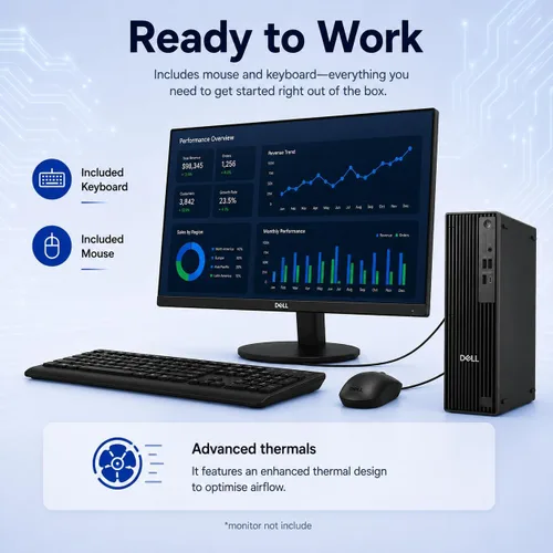 Vista 8 de Dell Pro Slim Plus QBS1250 AI PC (Next Gen OptiPlex 7020 Plus SFF), Intel 20-Core Ultra 7 265, Business Desktop, IST Computer Customized