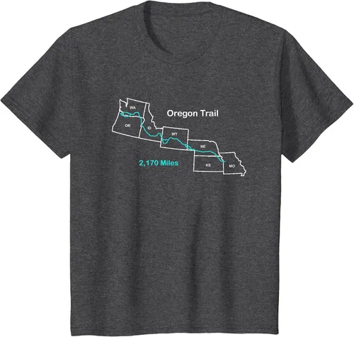 Vista 12 de Route Map of The Oregon National Historic Trail T-Shirt Asphalt Grey