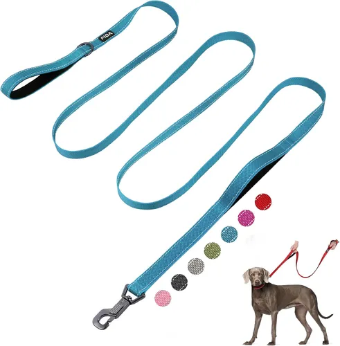 Vista 8 de Fida Correa resistente de 4 pies para perro con 2 cómodas asas acolchadas, asa de tráfico y gancho avanzado de fácil presión, correa reflectante