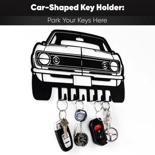 Vista 2 de MOOH Llavero de metal automotriz con 6 ganchos, regalo único para amantes de los automóviles montado en la pared para hombres y mujeres, decoración