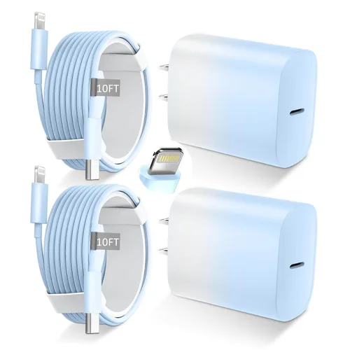 Vista 20 de DiHines Cargador rápido para teléfono 14 13 12 11, cable de carga Lightning de 3 pies con bloque de carga USB C de 20 W para teléfono 14/14 Pro