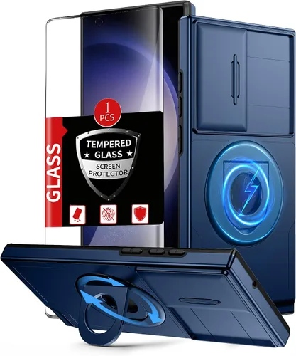 Vista 32 de Funda para Samsung Galaxy S21 FE con 2 protectores de pantalla de vidrio templado, funda con función atril para Samsung Galaxy S21FE con cubierta