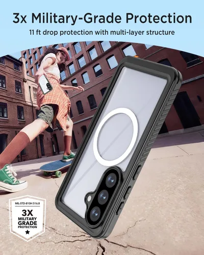 Vista 6 de Miimall Funda impermeable IP68 para Samsung Galaxy S26 Plus, compatible con MagSafe, Mil-Std 810G 360° protección de cuerpo completo resistente