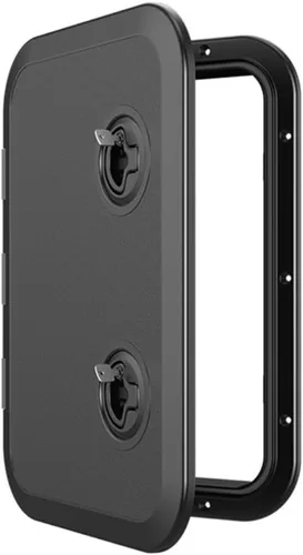 Vista 12 de SEAFLO Escotilla de acceso rectangular para cubierta de barco marino - Blanco/Negro, con cerradura y llave/Regular