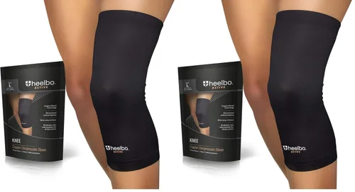 Vista 15 de Heelbo Manga de compresión de rodilla con fibras de cobre infundidas y tela transpirable para aliviar el dolor de rodilla, soporte de rodilla