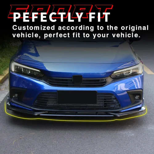 Vista 3 de Alerón de Labio Delantero Compatible con Civic Sedan/Hatchback de 11ª Generación 2022-2024, Alerón de Labio de Parachoques para FE1 FE2 FE4 FL1 FL2