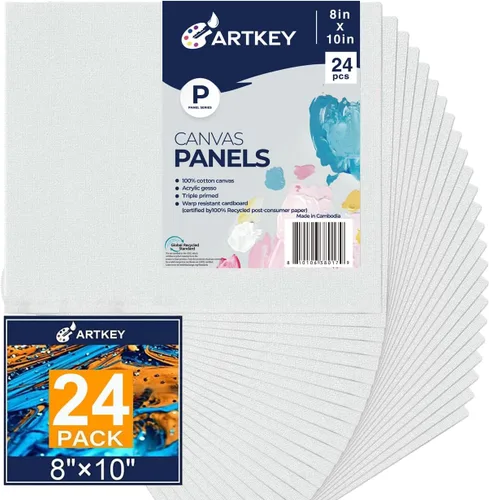 Vista 28 de Artkey Bastidores entelados para pintar, 8 x 10 pulgadas, paquete de 4 unidades, lienzo en blanco de 10 onzas con imprimación 100% algodón blanco