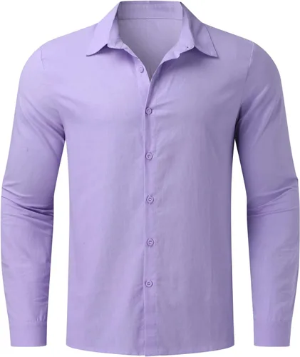 Vista 5 de Mens Shirts Summer Cotton Linen Long Sleeve Button Down Shirt Casual Stylish Solid Work Shirt Trendy Clothes 2023