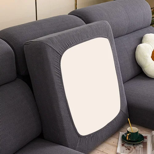 Vista 11 de Fundas de cojín de sofá impermeables para sofá, fundas de asiento de sofá de jacquard elástico, protector de muebles para mascotas y niños Azul
