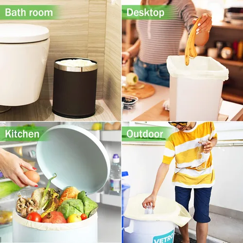 Vista 4 de Bolsas de compost, 5 galones, 20 litros, extragruesas, 0.78 mils, bolsas de desechos de alimentos con BPI ASTM D6400 de EE. UU. y Europa OK Compost