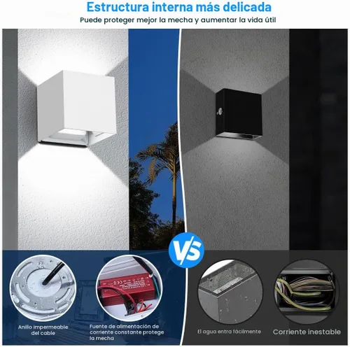 Vista 3 de ledmo Lámparas de pared LED para exterior con luz hacia arriba y hacia abajo Ajustable Aluminio IP65 20W Alta potencia 6000K 1800LM Moderna lámpara