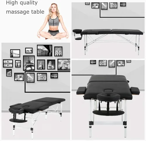 Vista 2 de PayLessHere Mesa de masaje, cama de masaje, cama de spa de 73 pulgadas, mesa de masaje de aluminio con funda de transporte para cara, altura