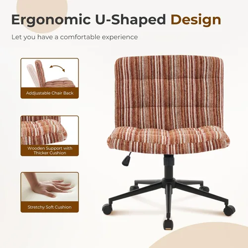 Vista 6 de Furnimart Silla de escritorio giratoria de 360° con tiras cruzadas, cojín extra grueso, silla de felpilla de alta calidad con patas cruzadas
