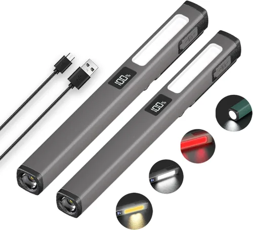 Vista 8 de Linterna recargable de lápiz pequeña con luz de trabajo COB, linterna de bolsillo LED portátil, linternas brillantes para el hogar, automóvil
