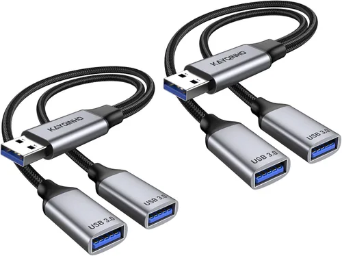 Vista 9 de Divisor USB 3.0 de 1 en 2 salidas, cable USB divisor Y, cable USB macho a 2 hembras para PC, tableta, portátil, MacBook, teclado, PS4, PS5, mouse
