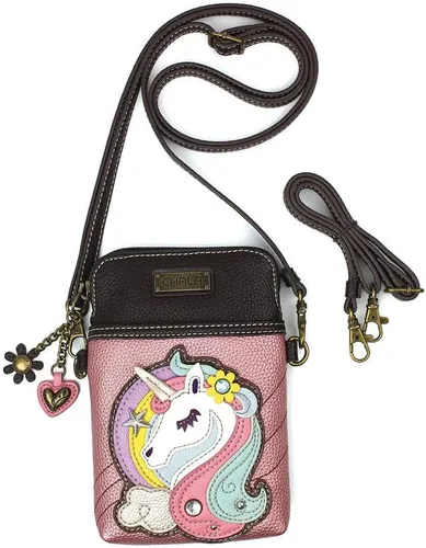 Vista 3 de CHALA Cell Phone Crossbody Purse-Women PU LeatherCanvas Multicolor Handbag with Adjustable Strap