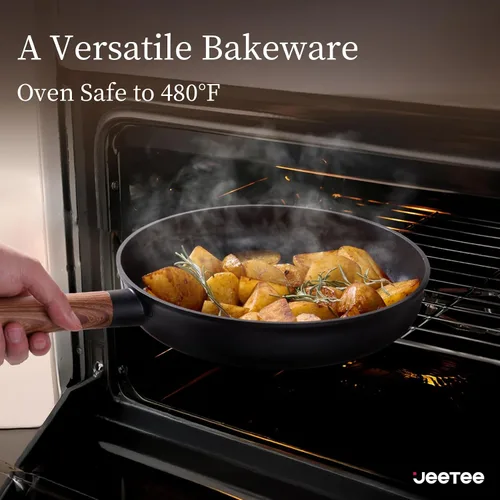 Vista 2 de JEETEE Juego de utensilios de cocina de cerámica, 15 ollas y sartenes antiadherentes con asas extraíbles, juego de utensilios de cocina de inducción