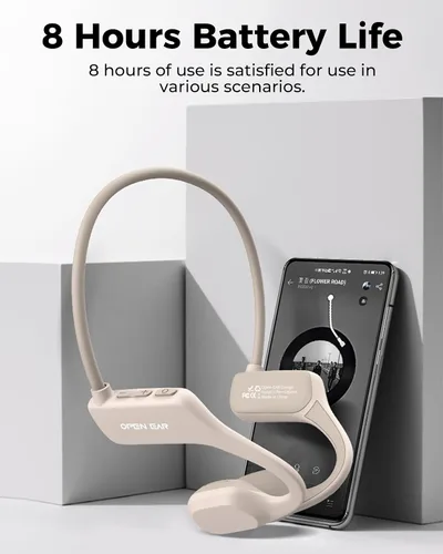 Vista 8 de UltraComfort Auriculares de conducción ósea de oreja abierta, auriculares inalámbricos Bluetooth 5.3, IPX5 impermeable, 8 horas de reproducción