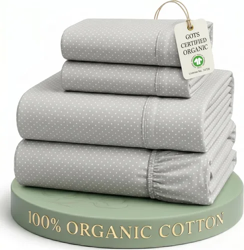 Vista 48 de LANE LINEN - Juego de 2 sábanas de fibras largas 100 % algodón orgánico, percal de fibras largas, ultrasuave y transpirable, para colchones de hasta