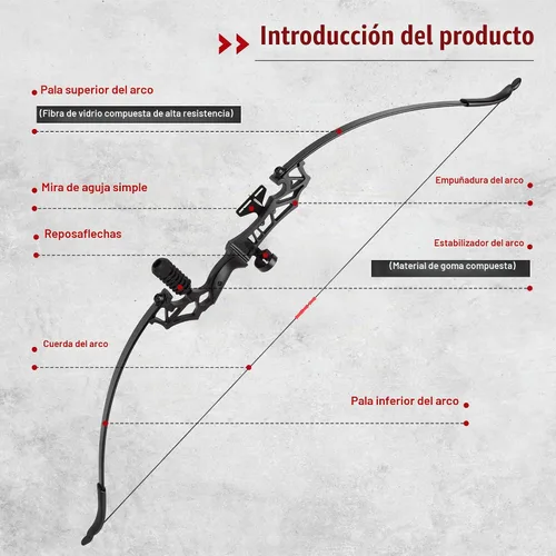 Vista 3 de Arcos recurvos y flechas Set 40lbs mano derecha adultos Takedown