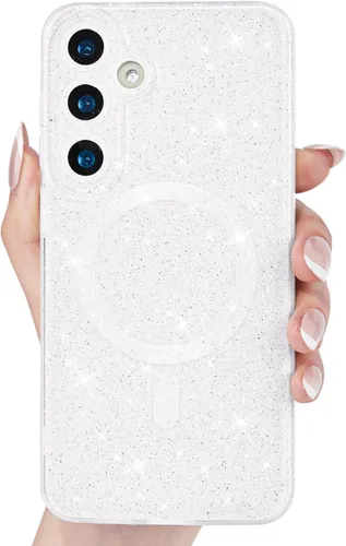 Vista 34 de Svanove Funda magnética con purpurina para Samsung Galaxy S22, compatible con Magsafe Cute, brillante, brillante, estética, dura y brillante