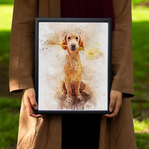 Vista 2 de Awesometik Retrato personalizado de perro en acuarela - Impresión en lienzo para mamá de perro