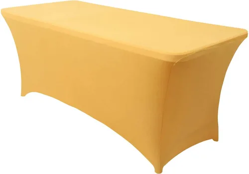Vista 48 de Obstal Funda de mesa de elastano elástica de 4 pies para mesas plegables estándar, paquete de 2 manteles rectangulares universales ajustables