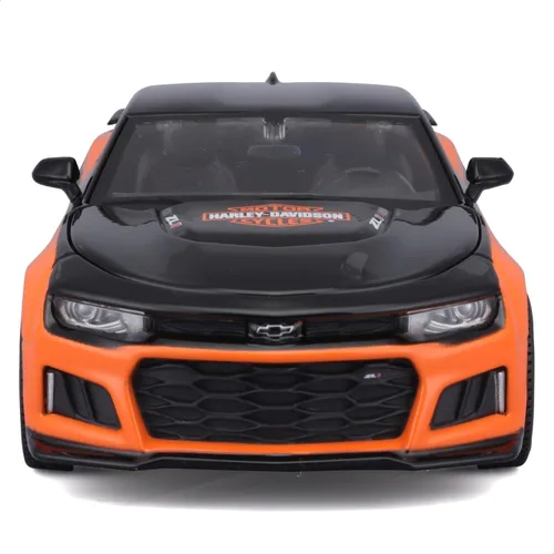 Vista 4 de Maisto 1:24 H-D Custom - Chevrolet Camaro ZL1 2017, Negro/Naranja