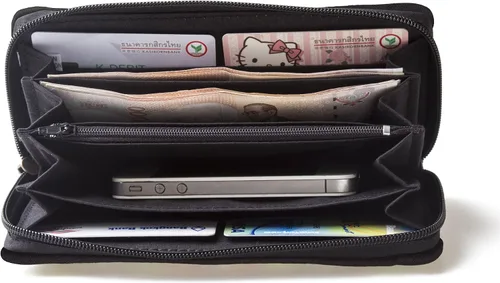 Vista 5 de changnoi Cartera de mujer hecha a mano con tela bordada tailandesa Hmong, Verde pájaro., Cartera con cremallera