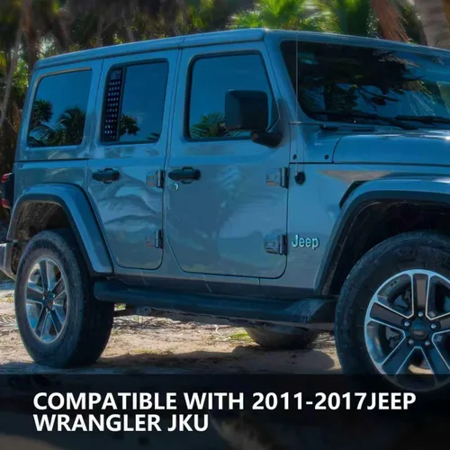 Vista 6 de Adhesivos para ventana de bandera de puerta trasera, cubierta de panel de vidrio de aleación de aluminio para Jeep Wrangler JK JKU 2011-2017