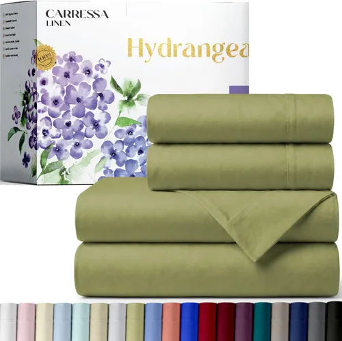 Vista 17 de Carressa Linen - Juego de sábanas 100% algodón de 600 hilos