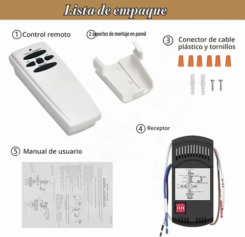 Vista 7 de Kit de control remoto universal para ventilador de techo con regulador