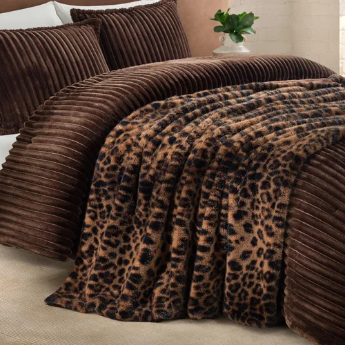 Vista 4 de UGG Everett - Manta para el hogar, 50 x 70 pulgadas, color negro (leopardo)