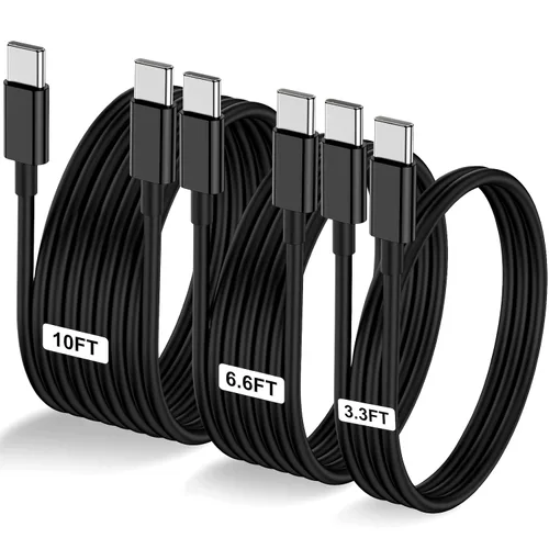 Vista 24 de LOFPYE Paquete de 3 cables USB C a USB C de 1 pie y 60 W, cable de carga rápida tipo C para iPhone Air 17 16e 16 15 Pro Plus Pro Max, para Galaxy