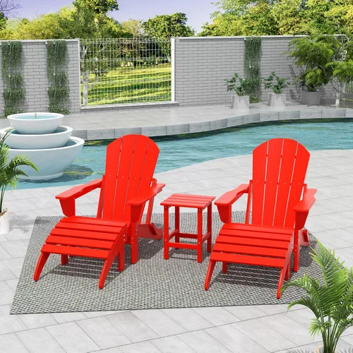 Vista 23 de WestinTrends Malibu - Silla de salón para exteriores, juego de 2 sillas Adirondack con otomana, sillas plegables de madera de polietileno para todo