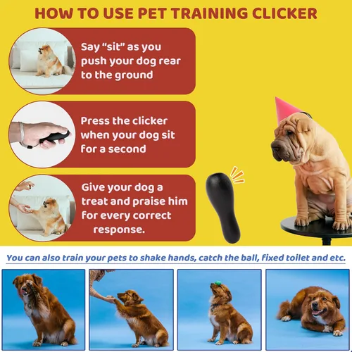 Vista 2 de Clickers de entrenamiento para perros con correa de muñeca, clicker de entrenamiento para mascotas como perros, gatos, caballos, pájaros, delfines