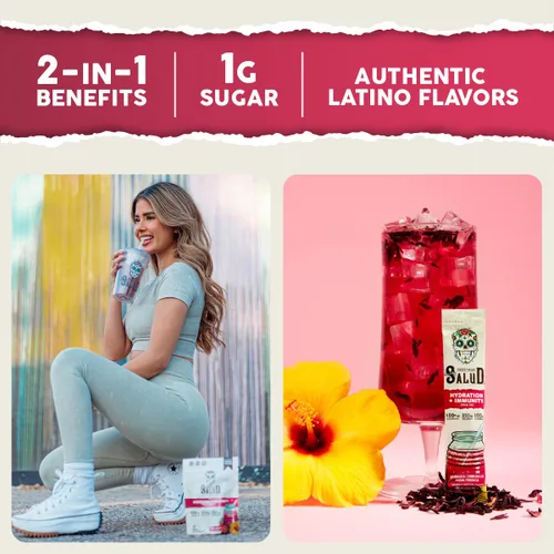 Vista 5 de Salud - Paquete de 2 porciones 2 en 1, calma + sueño (almuerzo) e hidratación + inmunidad (hibisco), 15 porciones cada una, mezcla de bebidas, sin
