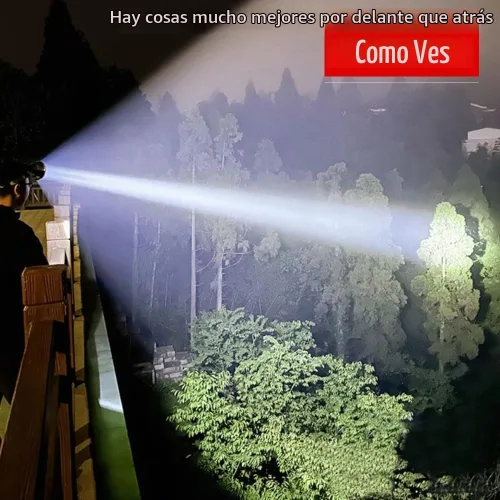 Vista 2 de Linterna Frontal LED de Caza Súper Brillante Recargable con Paquete de Batería Independiente, 9 Veces Más Brillante que las Linternas Frontales