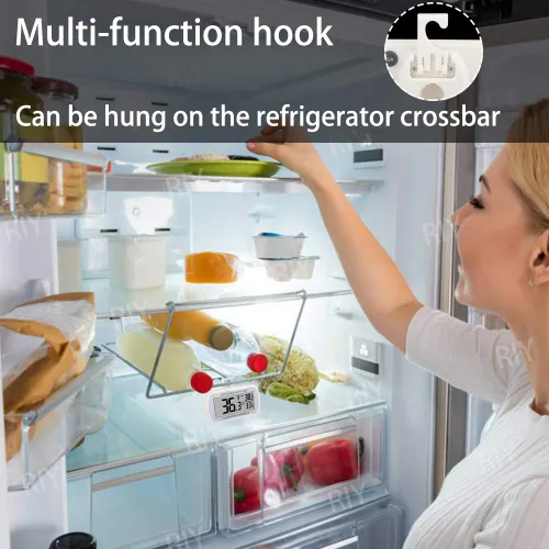 Vista 2 de Termómetro de refrigerador digital, termómetro para frigorífico y congelador, termómetro para habitación, resistente al agua, pantalla LCD grande