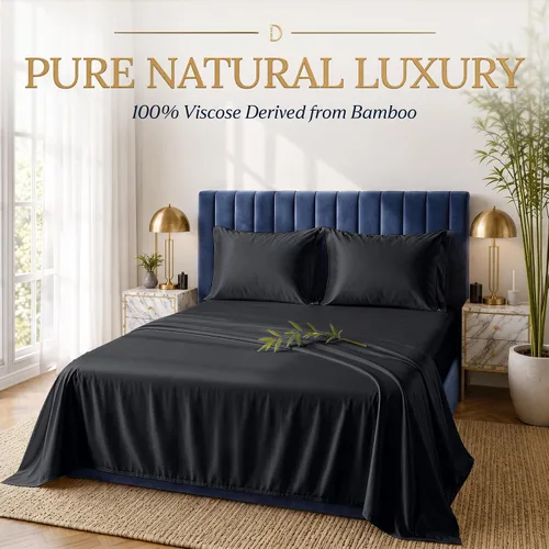 Vista 2 de DECOLURE Sábanas 100% Viscosa Derivada de Bambú Tamaño Individual - Sábanas de Lujo de 3 Piezas Naturalmente Refrescantes, Juego de Cama Ultra Suave