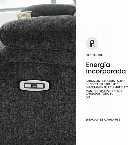 Vista 7 de Signature Design by Ashley Sofá reclinable eléctrico, sofá de 3 plazas